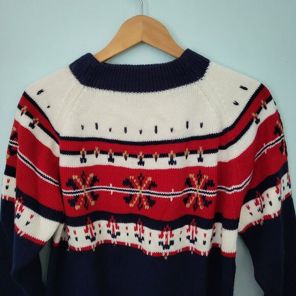 Vtg JCPENNEY Ski Sweater Mens L Acrylic Knitted Pullover Crew Neck Long Sleeve - Picture 2 of 7